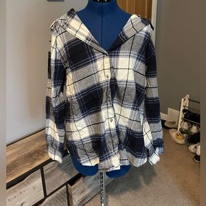 Long blue and white flannel